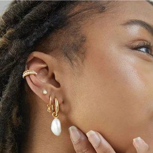 Pearl Zircon Screw Back Earrings / Minimalist Pearl 925 Ste